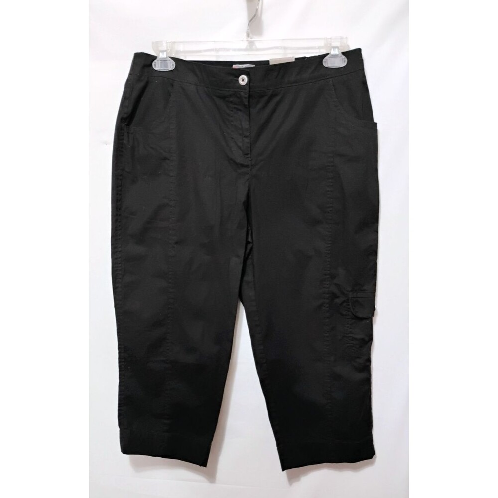 NWT Chico's Size 1 Womens (M-8/10) Black Cotton Capri Crop Pants